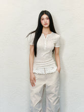 Round Neck Color Block Bow Tie T-shirt - CHINASQUAD