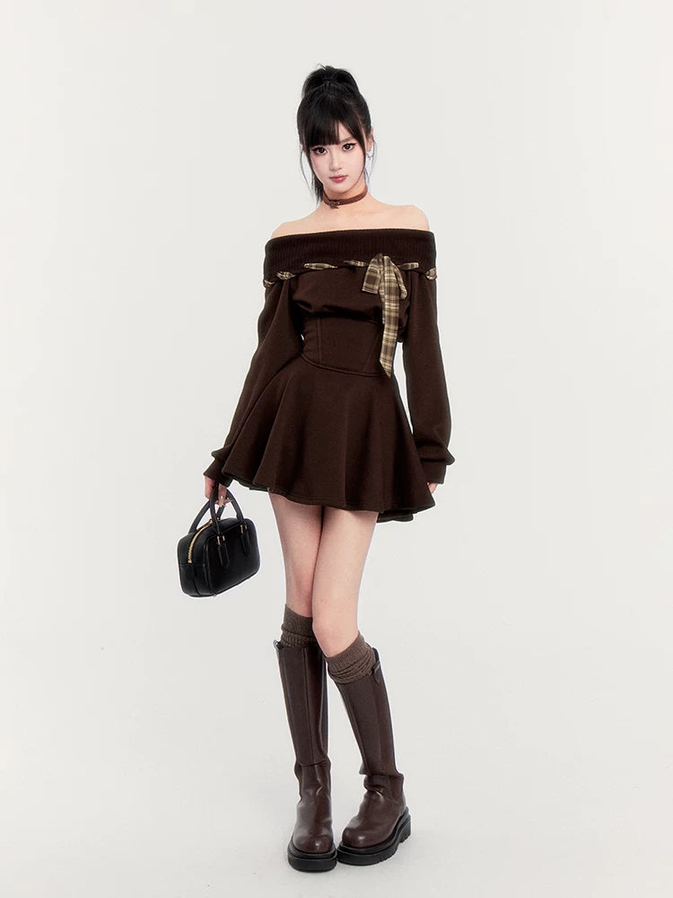 Fleece Waist-Cinching Sweatshirt Dress