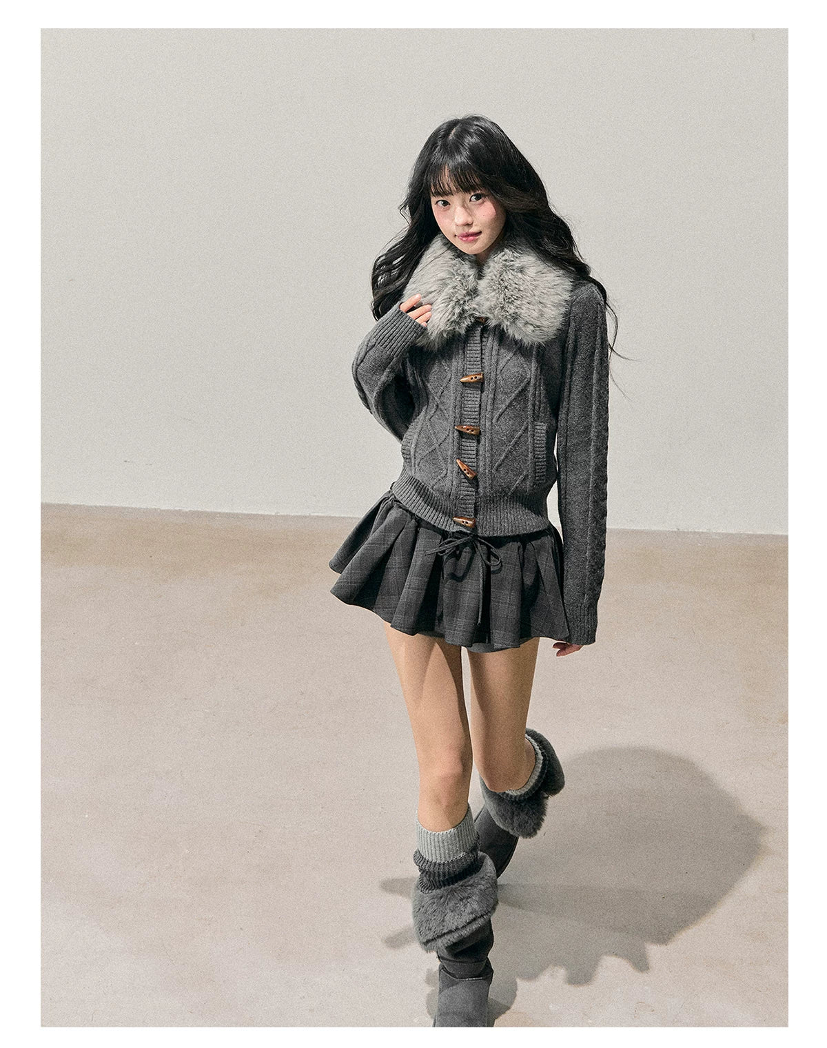 Cable Knit Toggle Cardigan Sweater