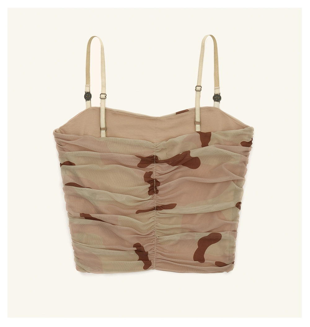 Compass Pleated Mesh Camisole - CHINASQUAD