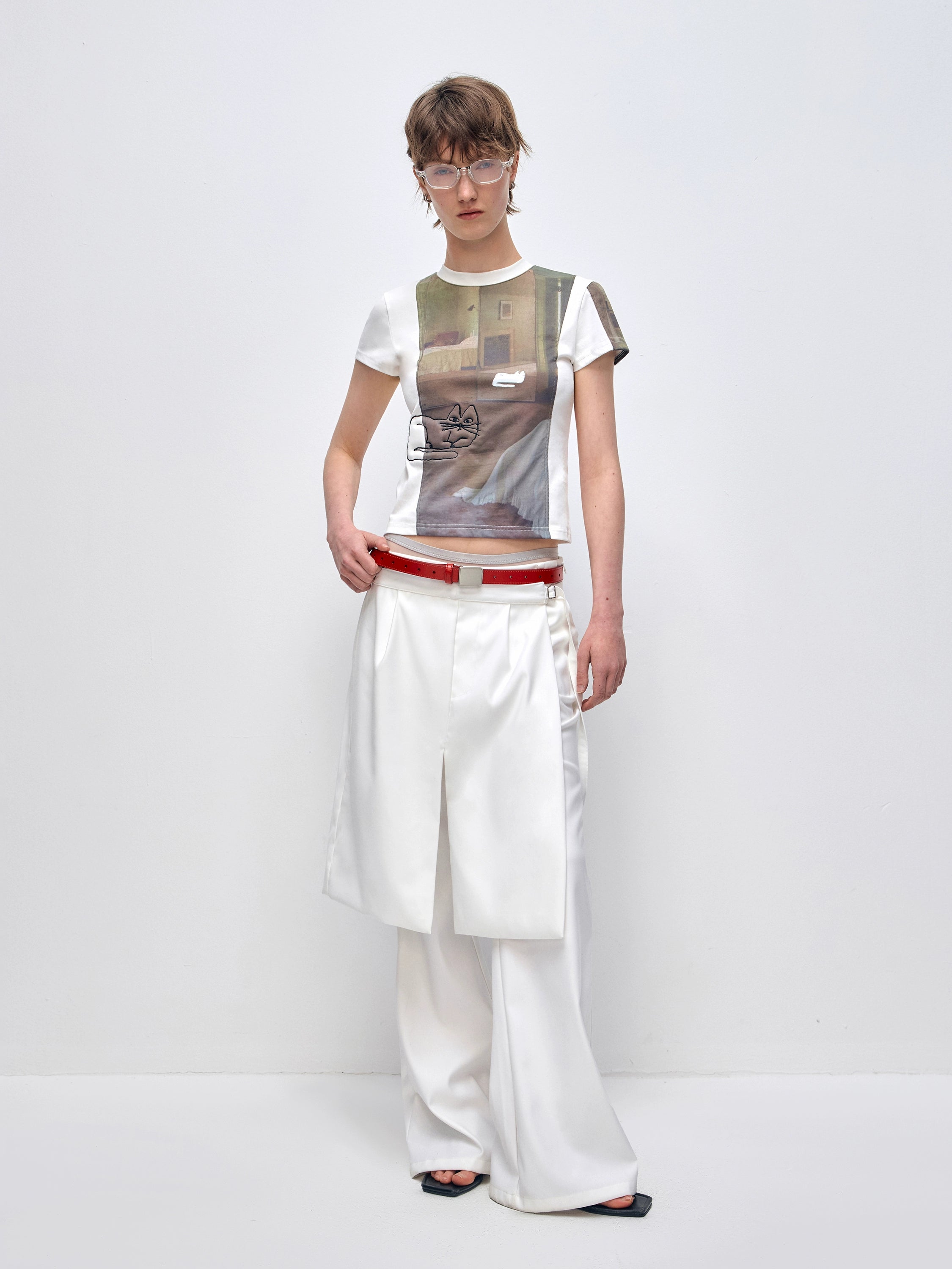 3D Cat Embroidery Shoulder Short Sleeve - CHINASQUAD