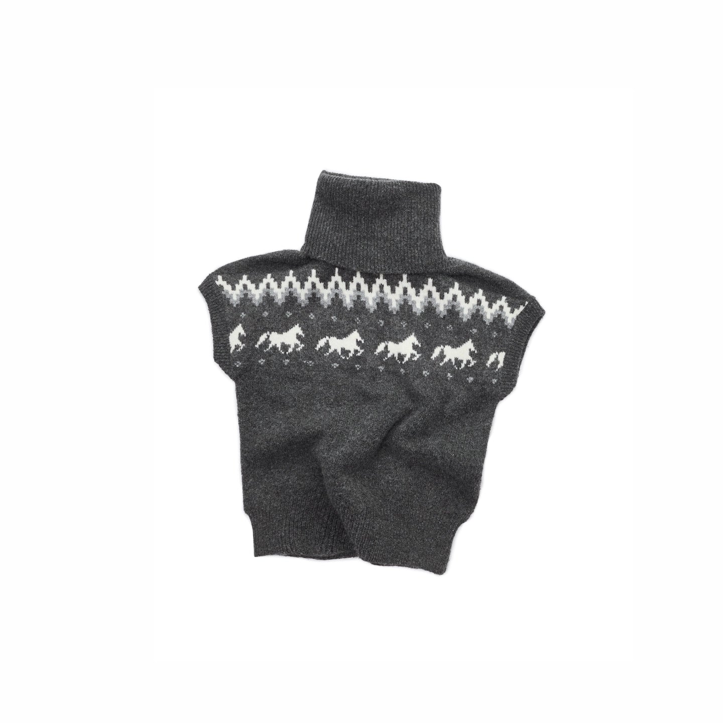 Fair Isle Pony Jacquard Turtleneck Knit Sweater