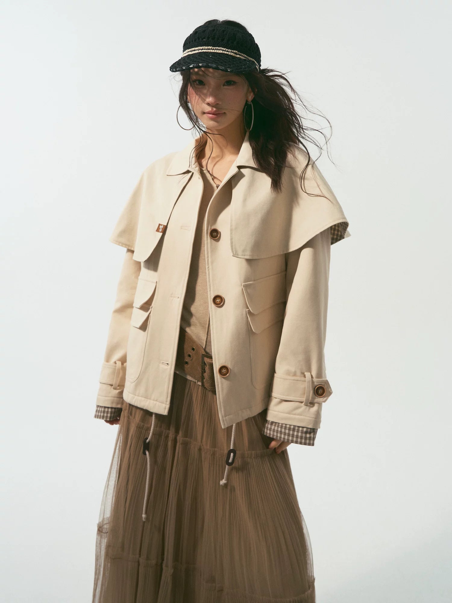 Detachable Cape Quilted Padded Jacket