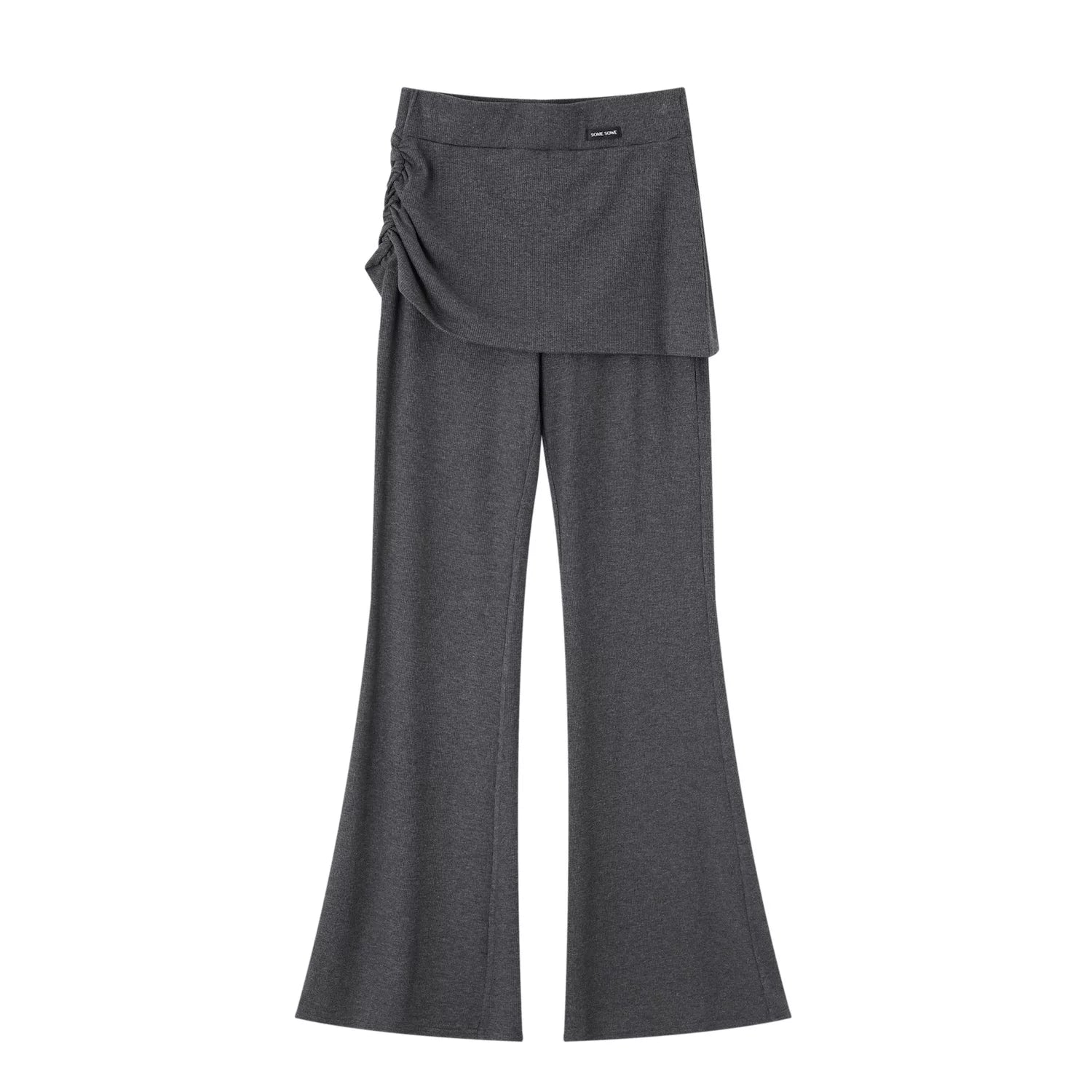 Layered Bandeau-Effect V-Neck Short Sleeve Top & Ruched Panel Lounge Flared Pants Set