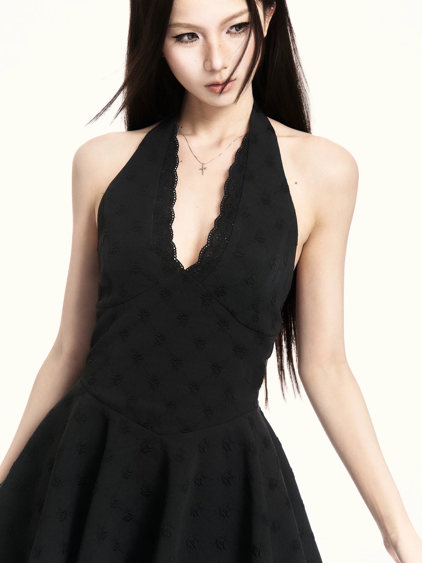Vintage Lace Halter Mini Dress