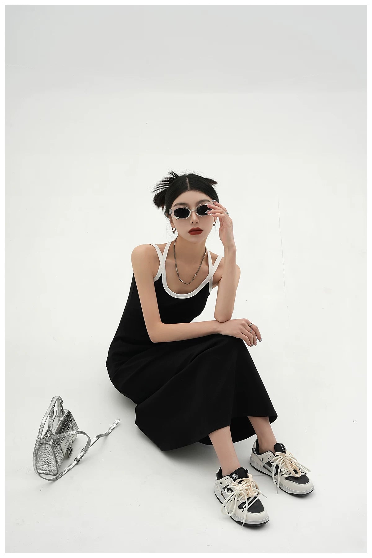 American Street-Style Slim-Fit Camisole Maxi Dress