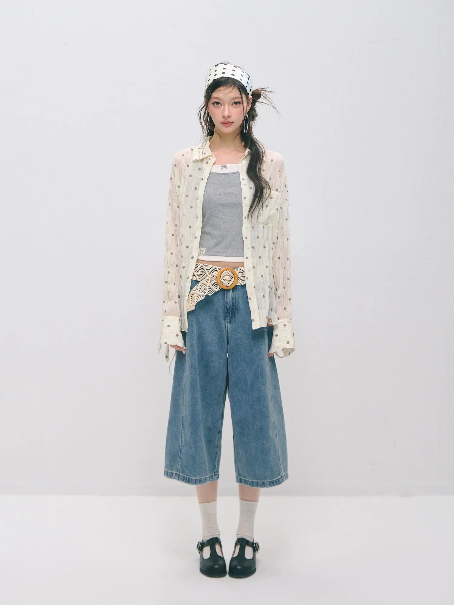 Deconstructed Panel Wide-Leg Bermuda Denim Shorts