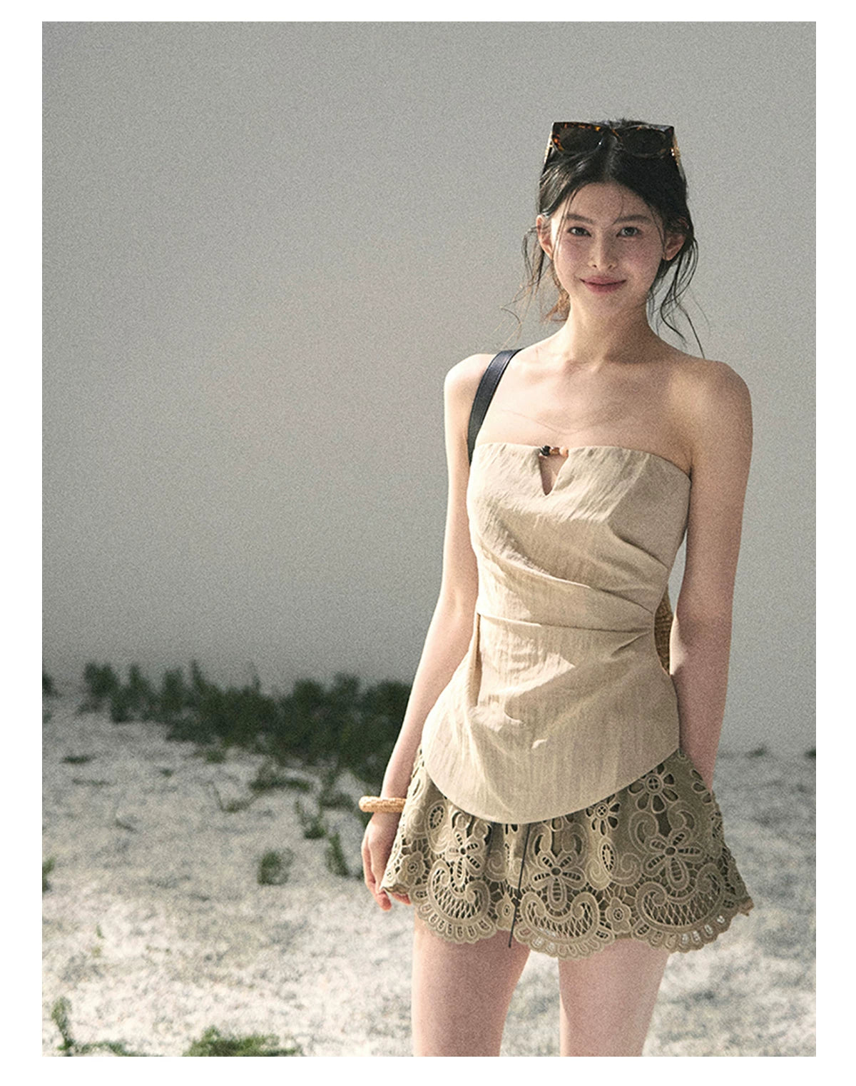 French Strapless V-Neck Corset Top