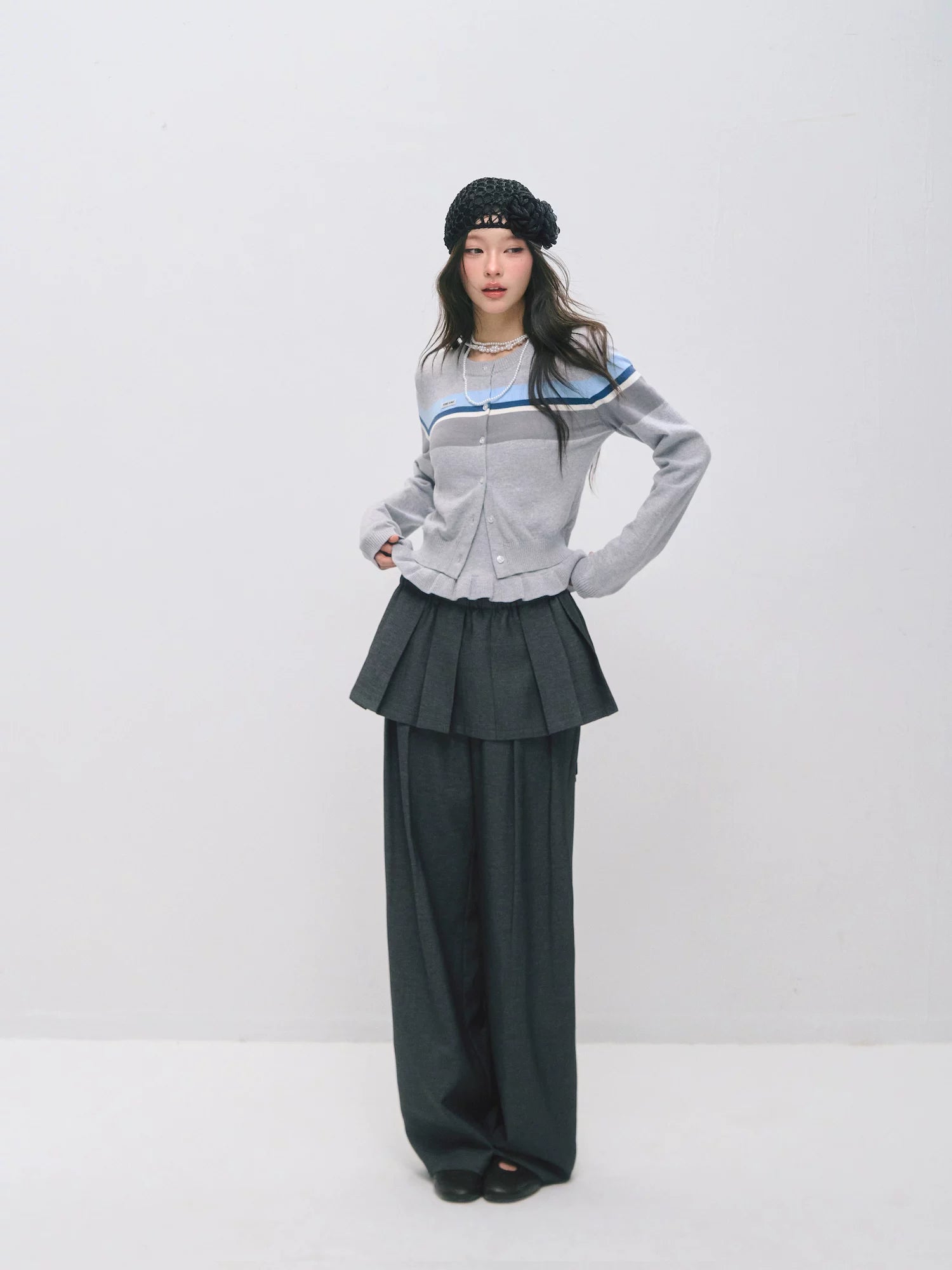 Ruffle Trim Bandeau & Cardigan Knit Set