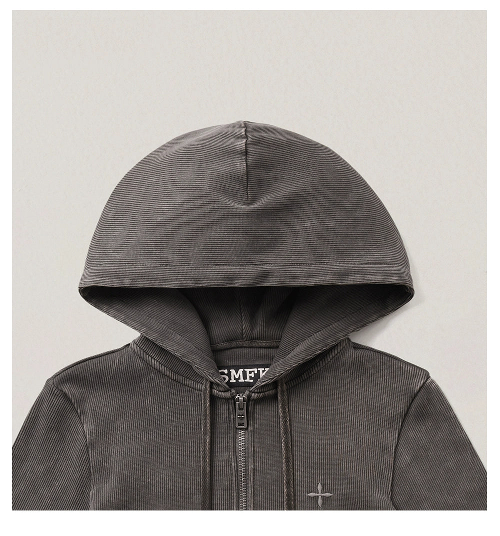 Wild Vintage Zip-up Cropped Hoodie - CHINASQUAD