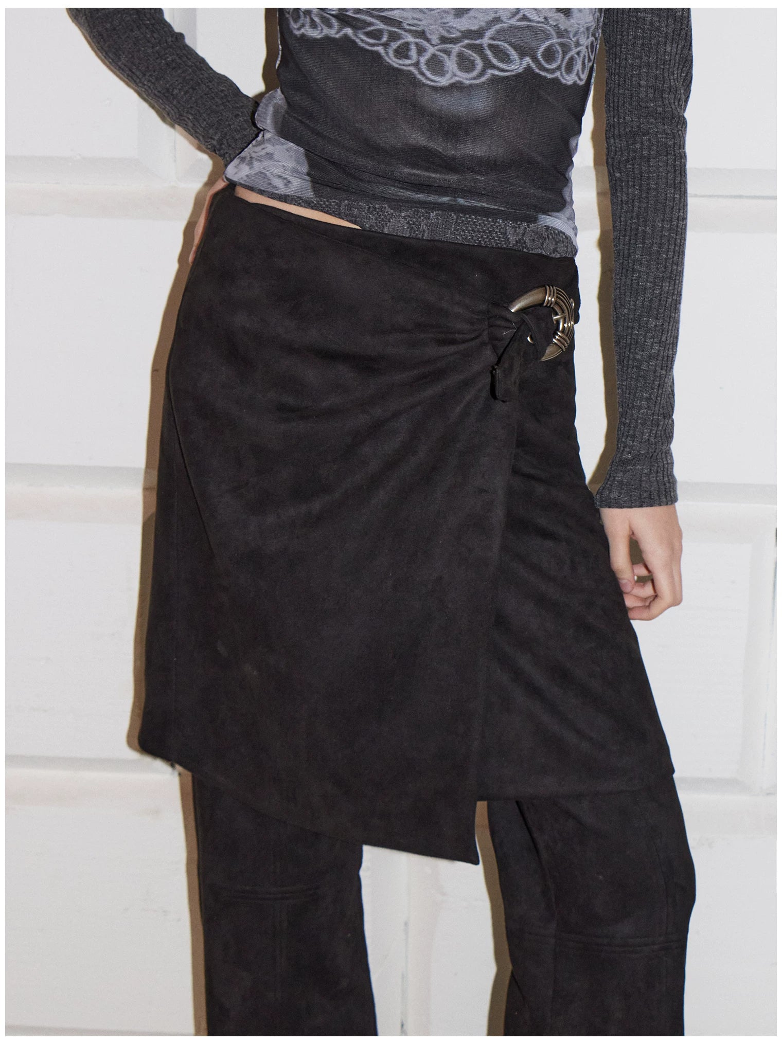 Detachable Two-Way Leather Skirt–Pants