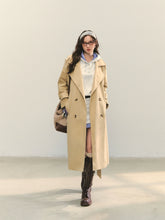 Embroidered Lapel Khaki Trench Coat - CHINASQUAD