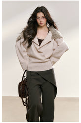 Gray Drape Wide-Leg Asymmetric Trousers - CHINASQUAD