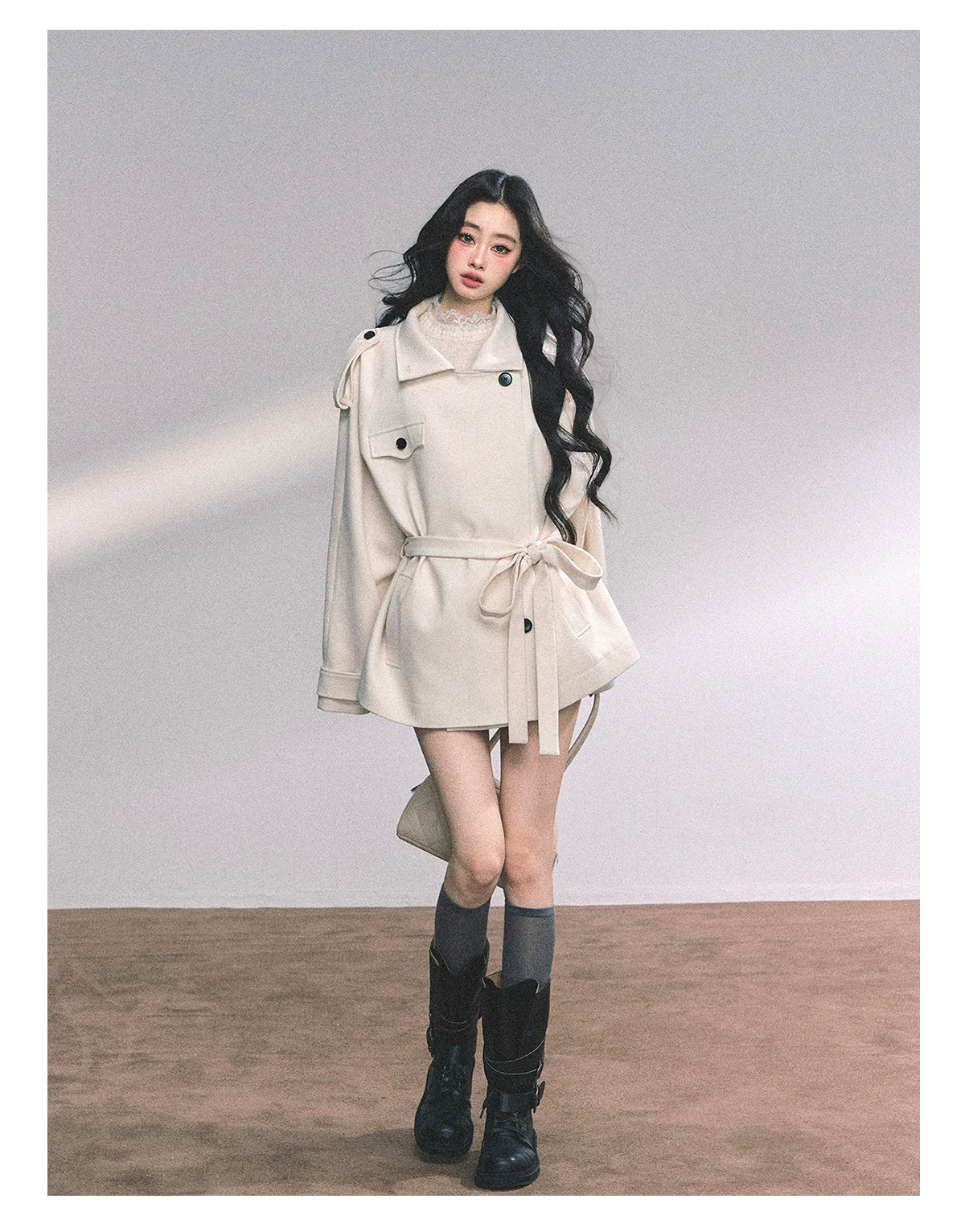 French British-Style Relaxed Wool Coat