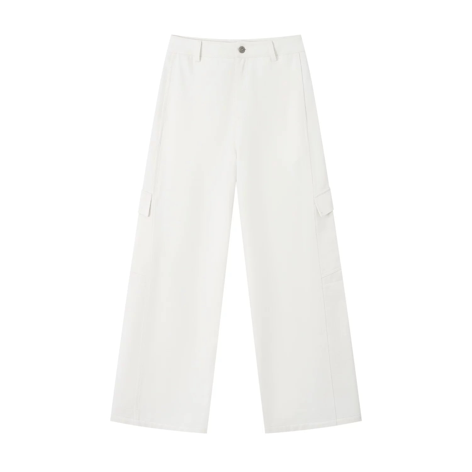 Structured Curve-Leg Utility Denim Trousers