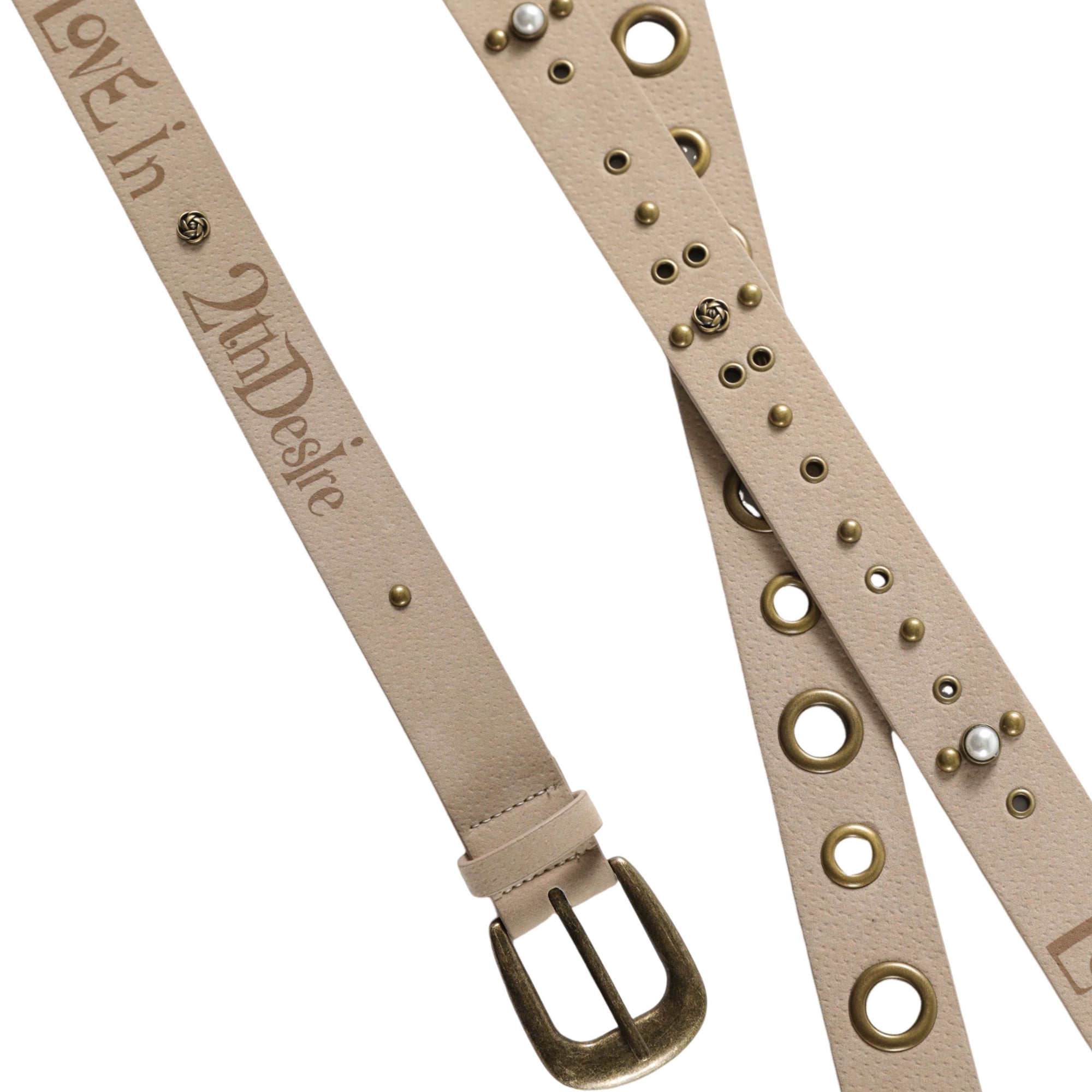 Punk Contrast Letter Print Studded Belt - CHINASQUAD