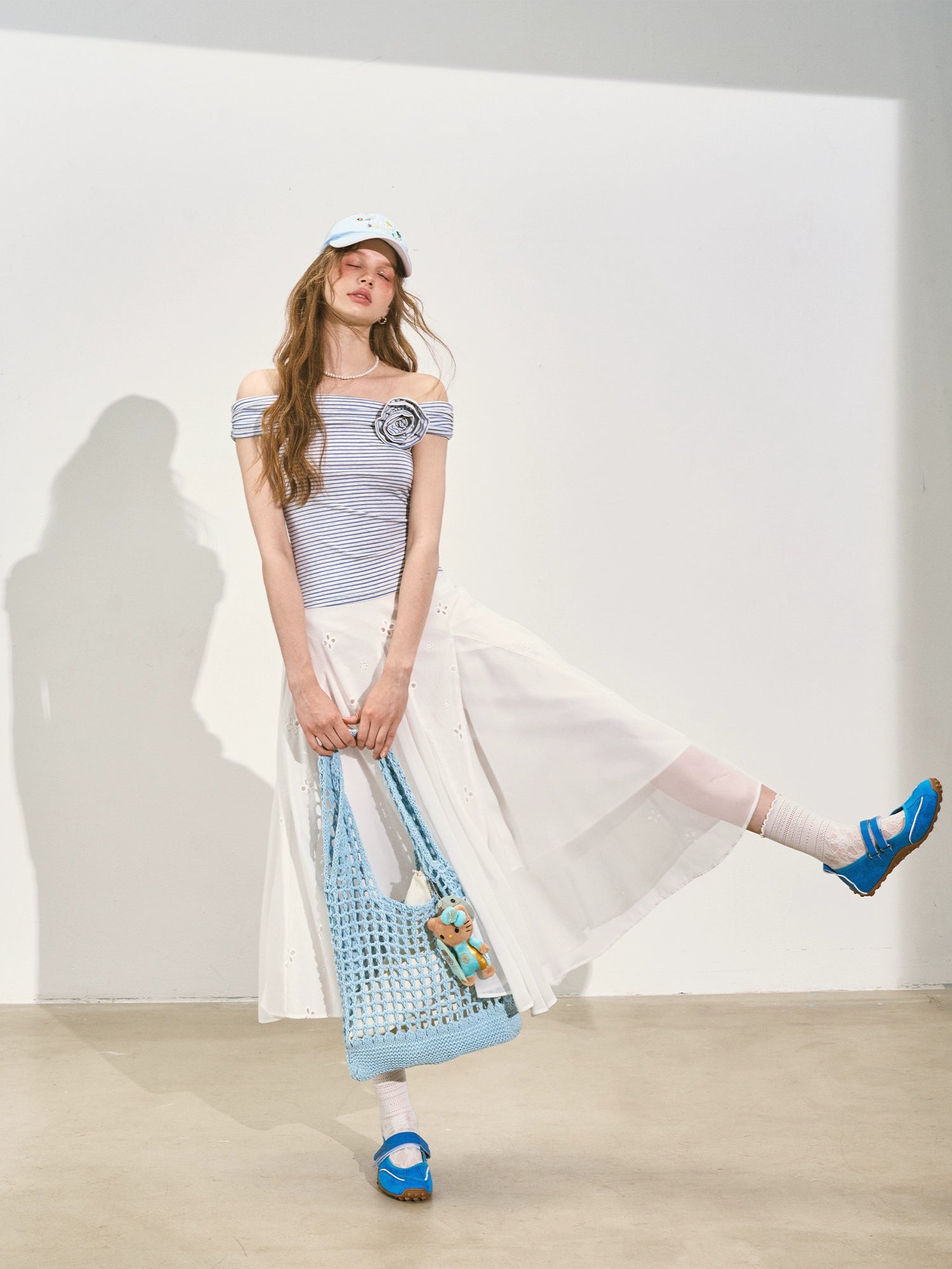 Embroidered Flower A - Line Slimming Midi Skirt - CHINASQUAD