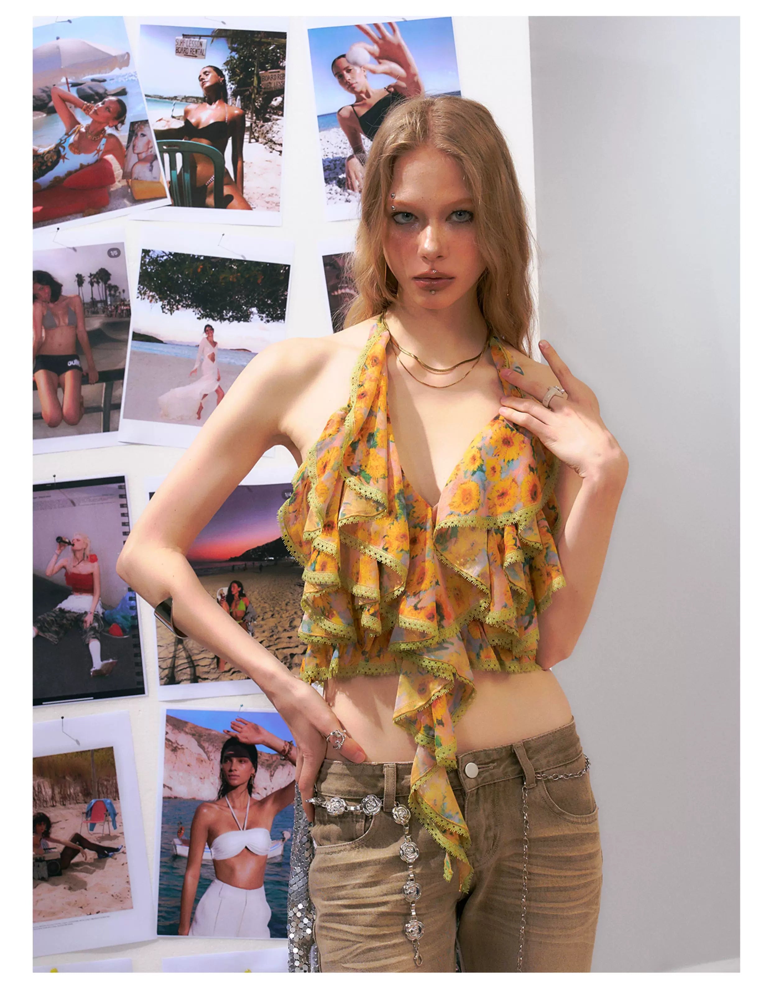 Floral Halter Backless Camisole