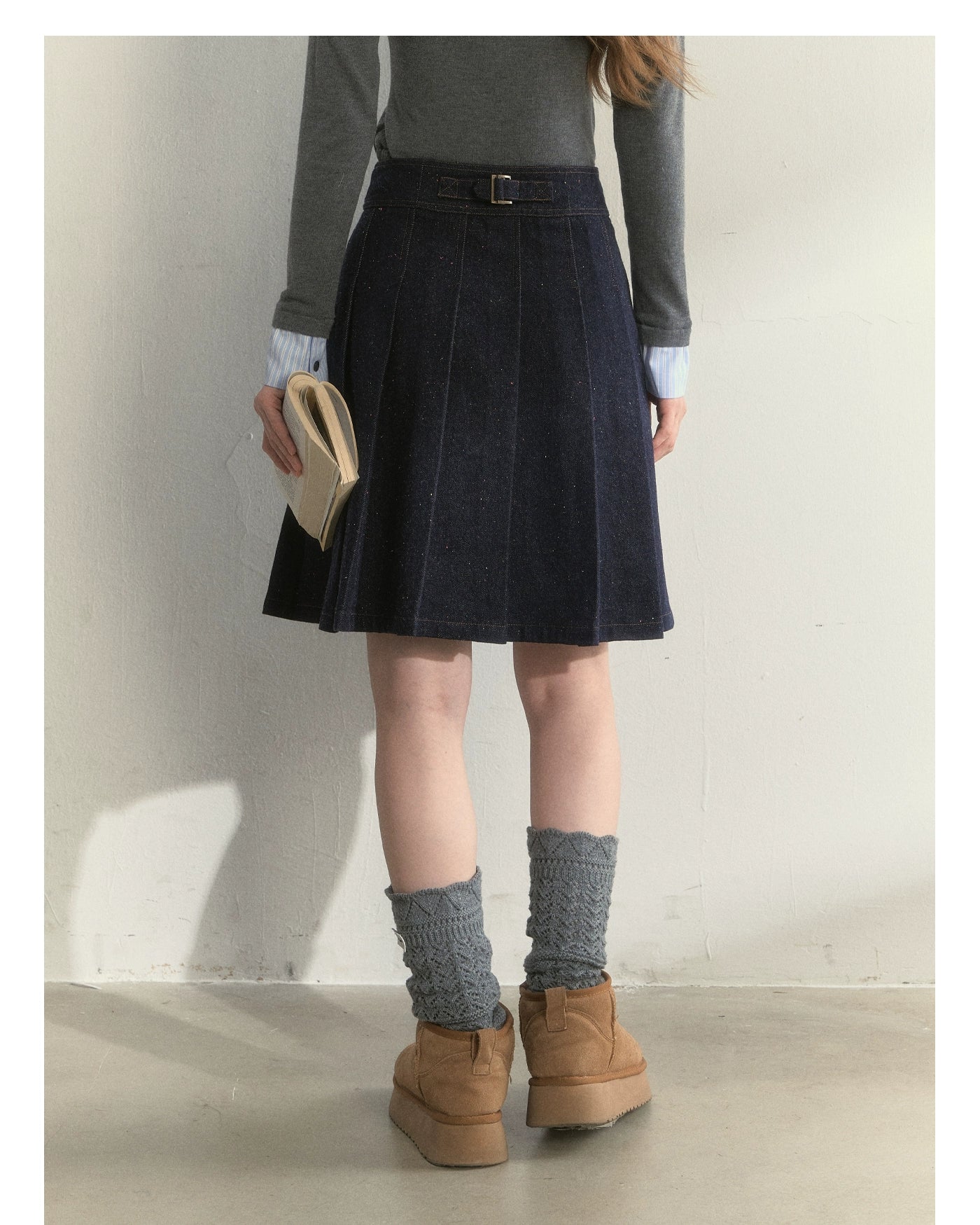 Polka-Dot Denim Quilted Jacket & Skirt Set
