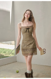 Cotton Embroidered Lace Slip Dress - CHINASQUAD