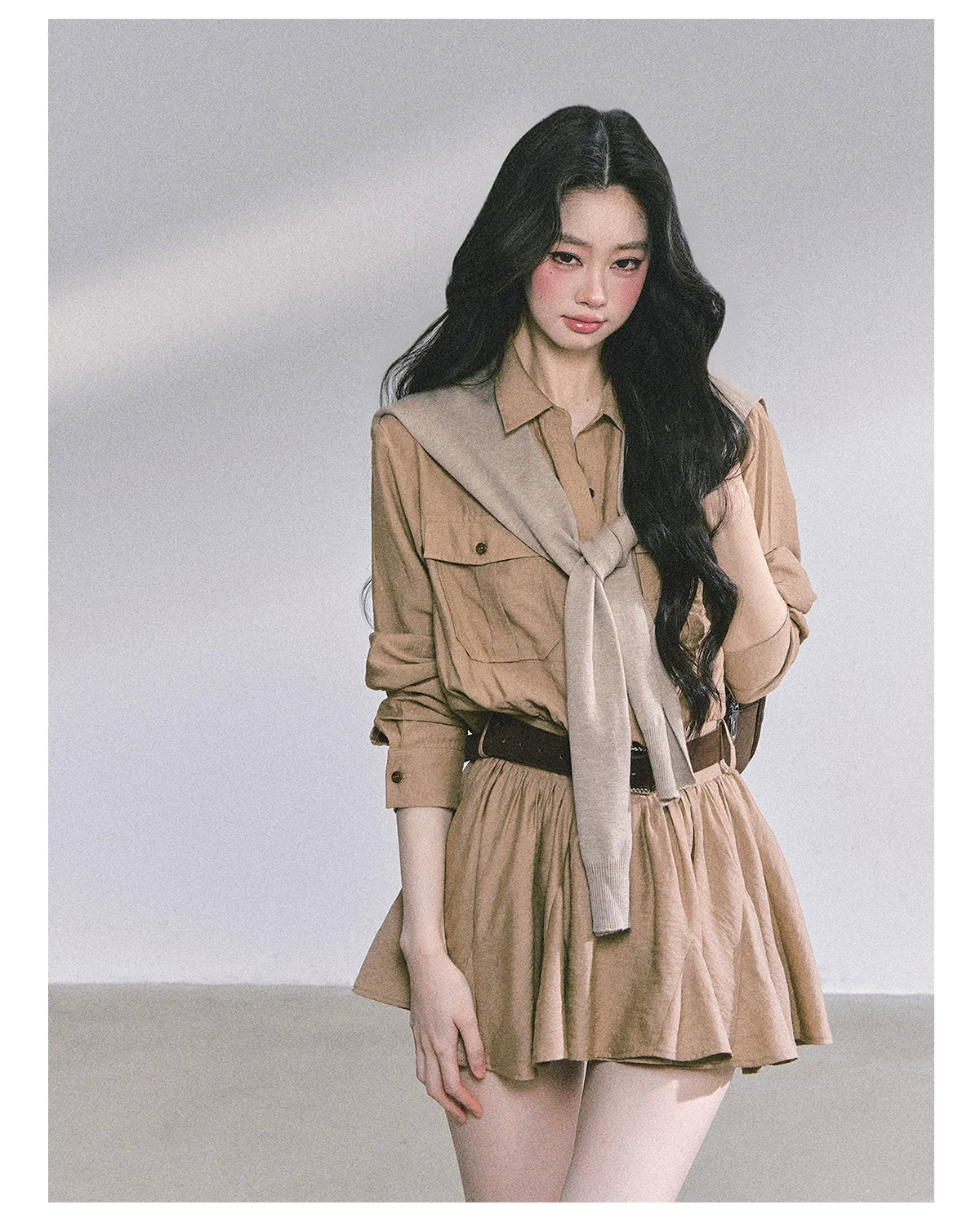 Elevated Hepburn-Style Utility Mini Dress