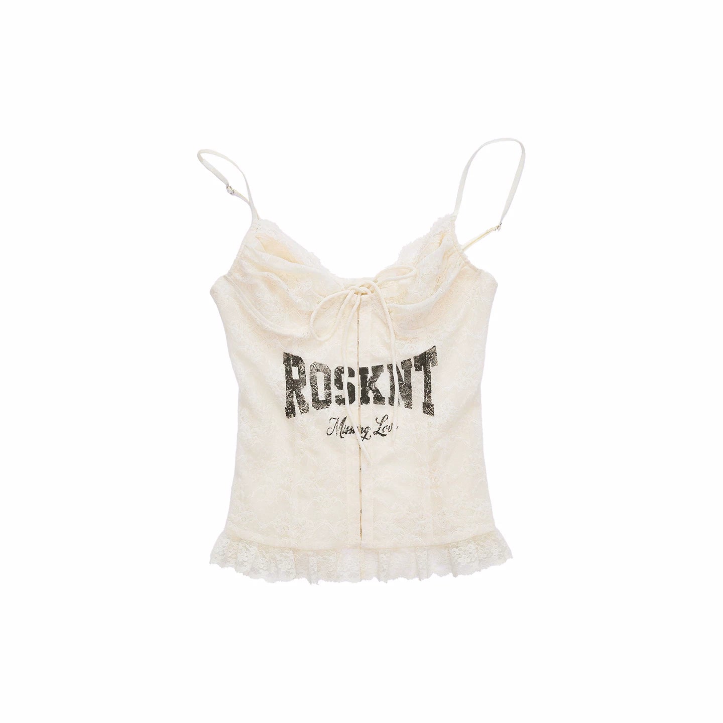 Lace-Up Letter Print Corset Camisole