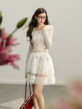 White Rose Hand-Crocheted Mohair Knit Skirt - CHINASQUAD