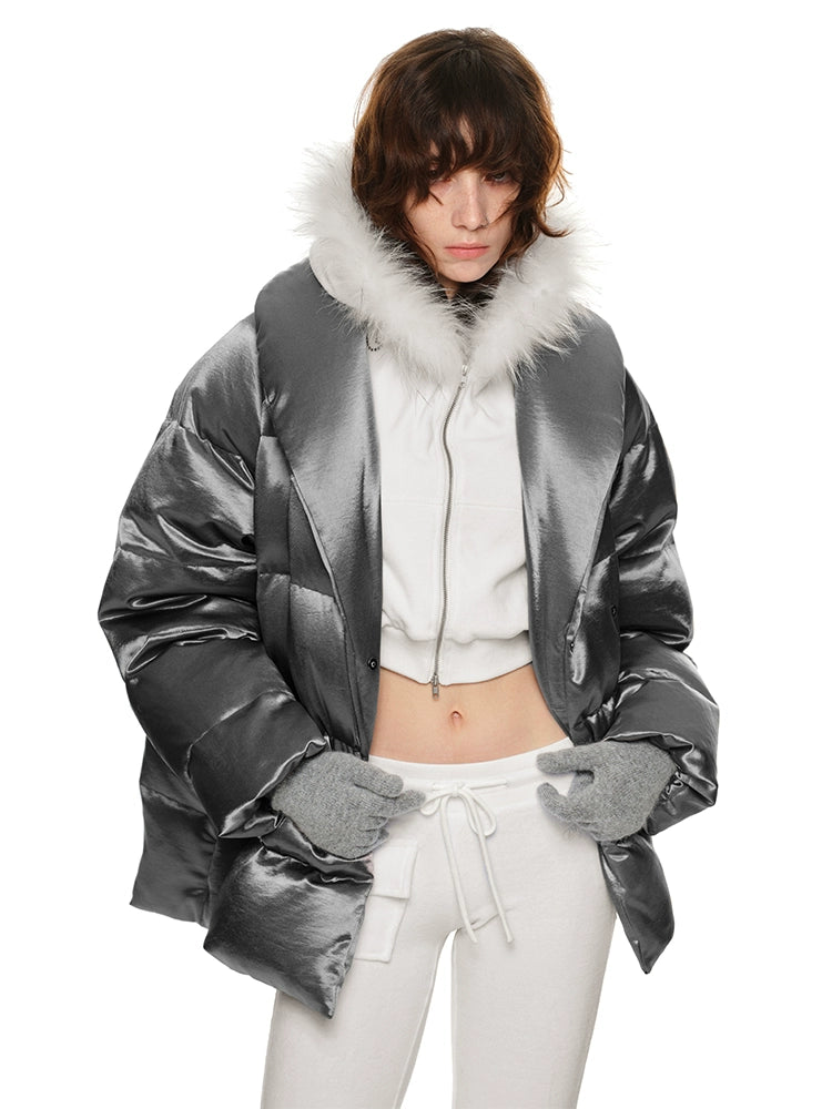 Silver Satin Oversized Down - CHINASQUAD