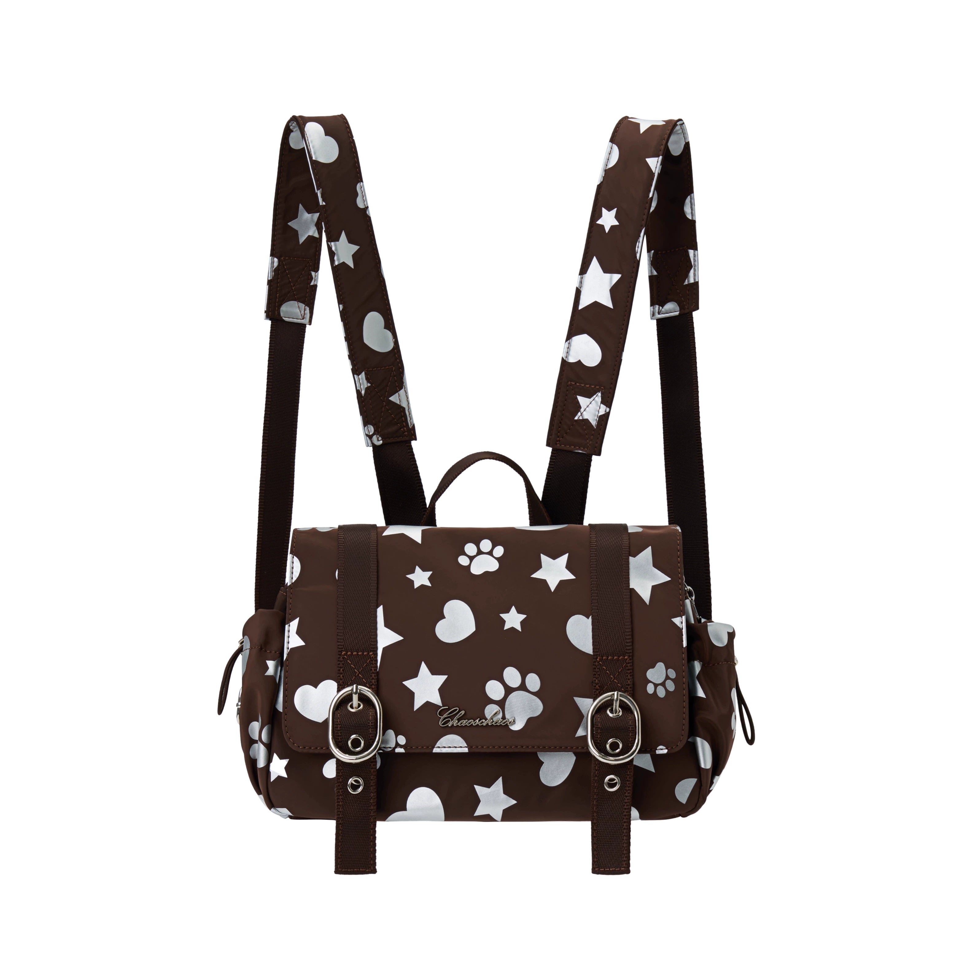 Silver-Stamped Matte Square Backpack