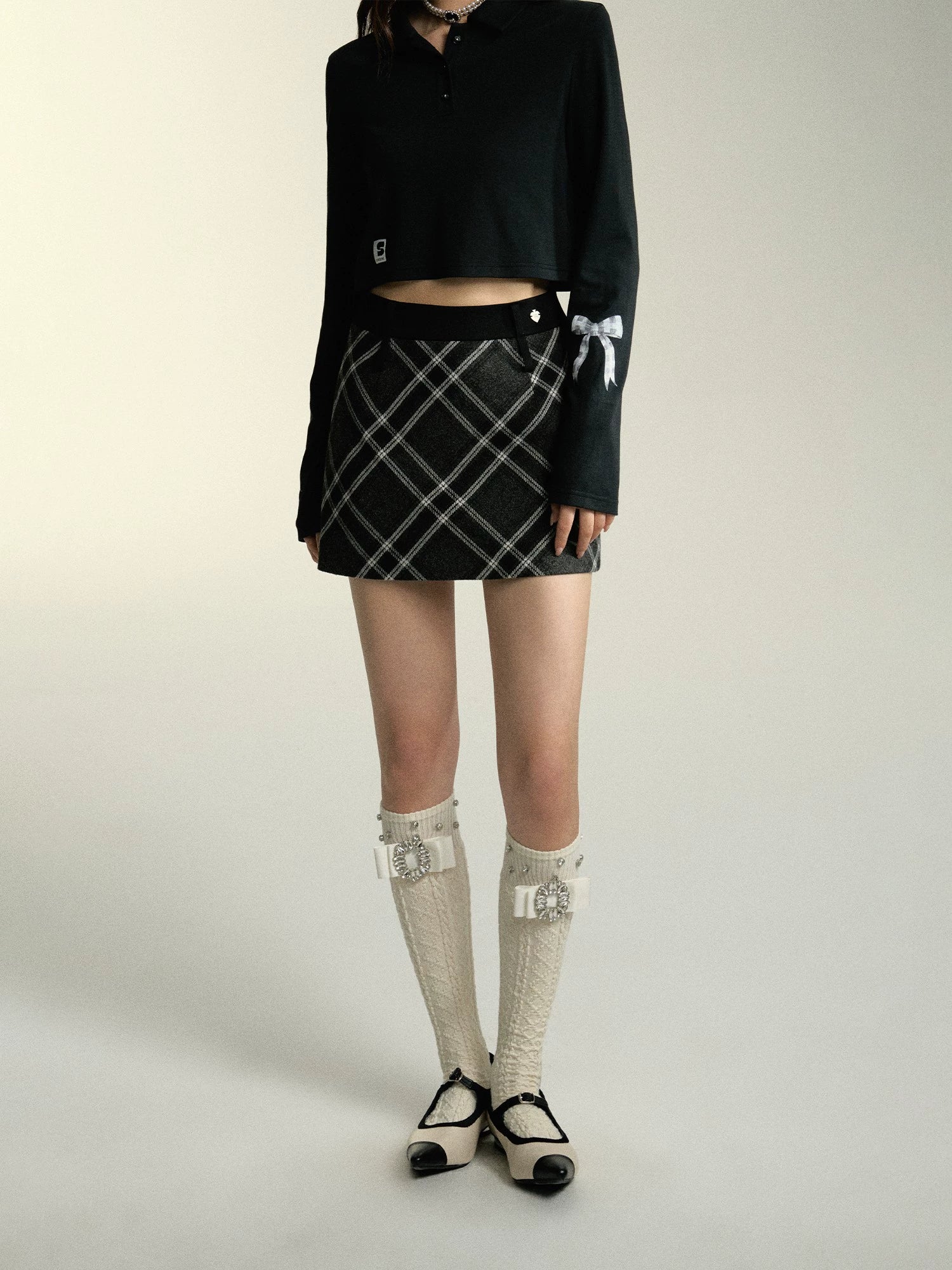 Plaid Color Block Skirt
