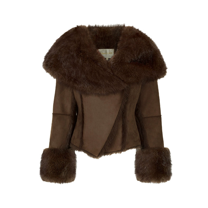 Mishka Faux Shearling Suede Cropped Jacket - CHINASQUAD