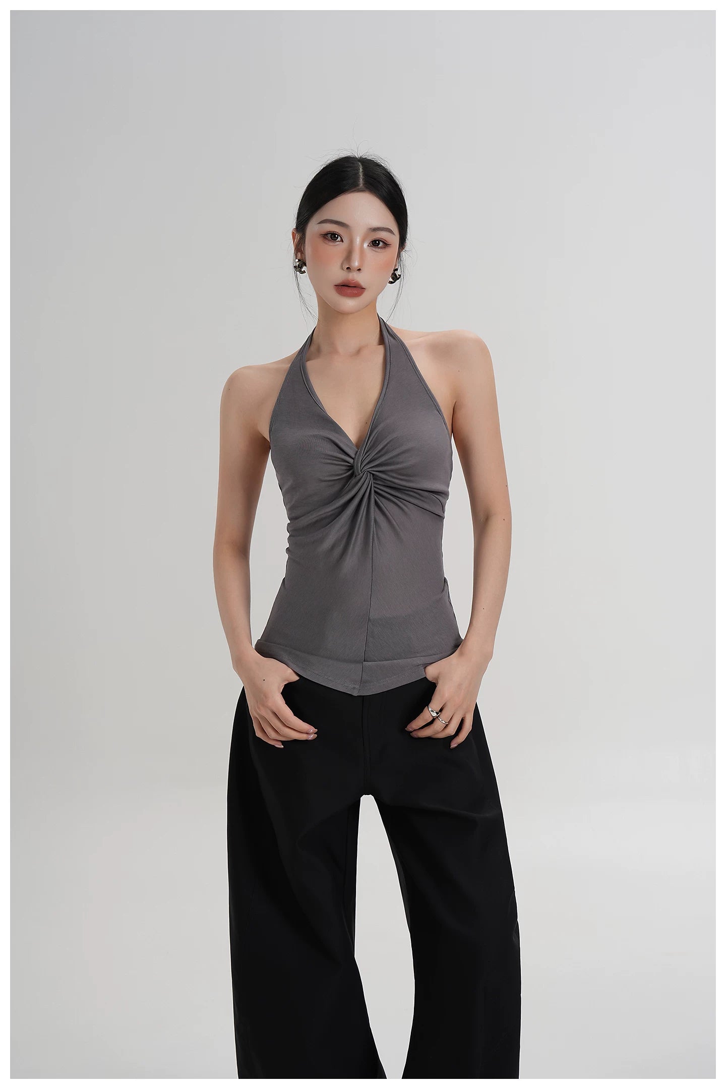 Silk-Blend Draped Halterneck Camisole