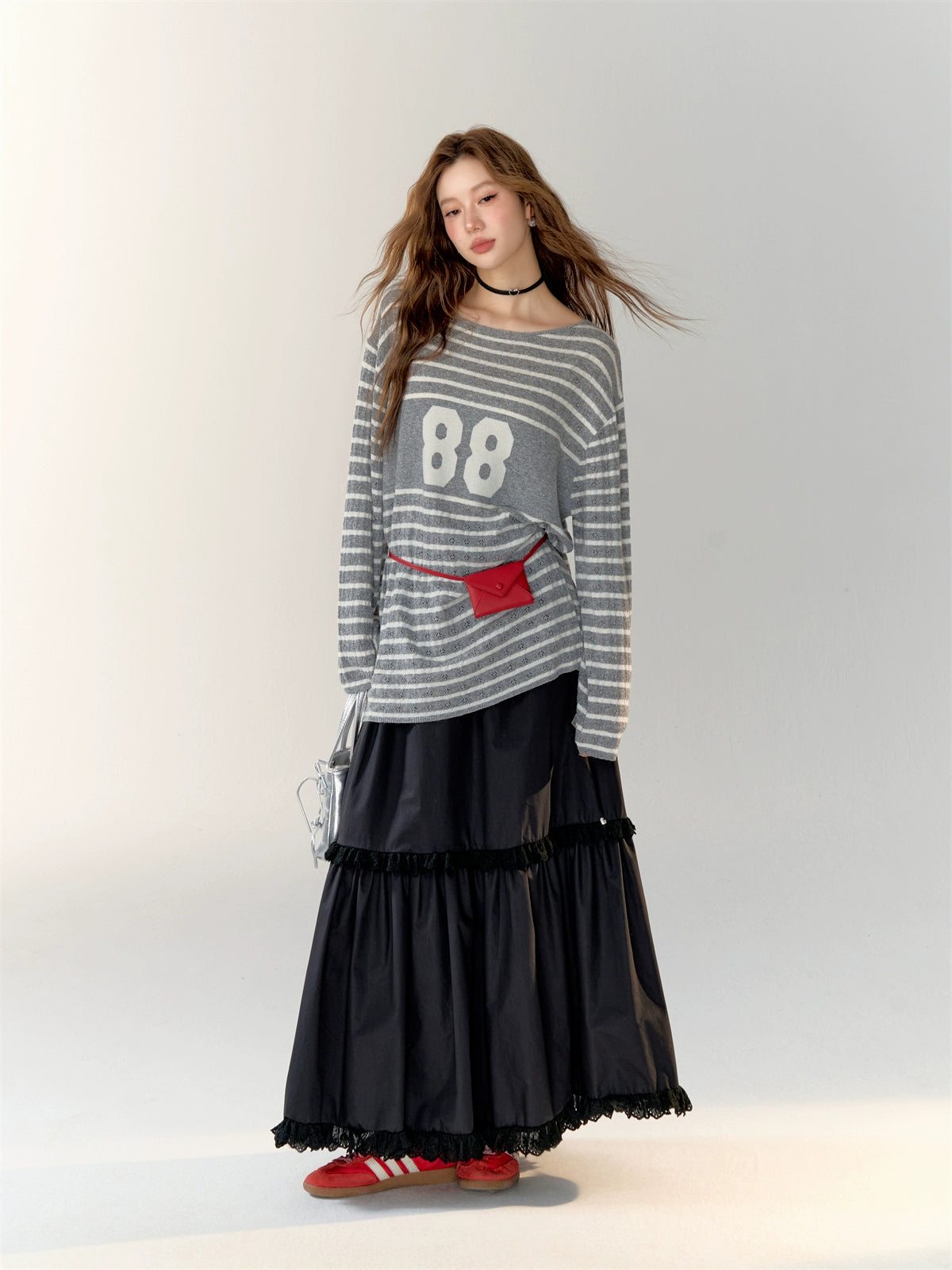 Printed Striped Knitted Sweater - CHINASQUAD