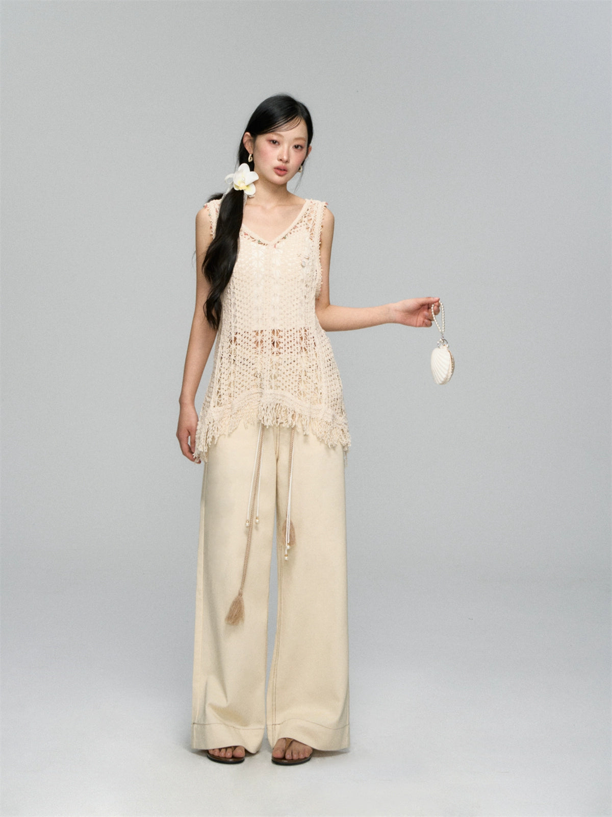Hollow Crochet Fringe Hem Camisole