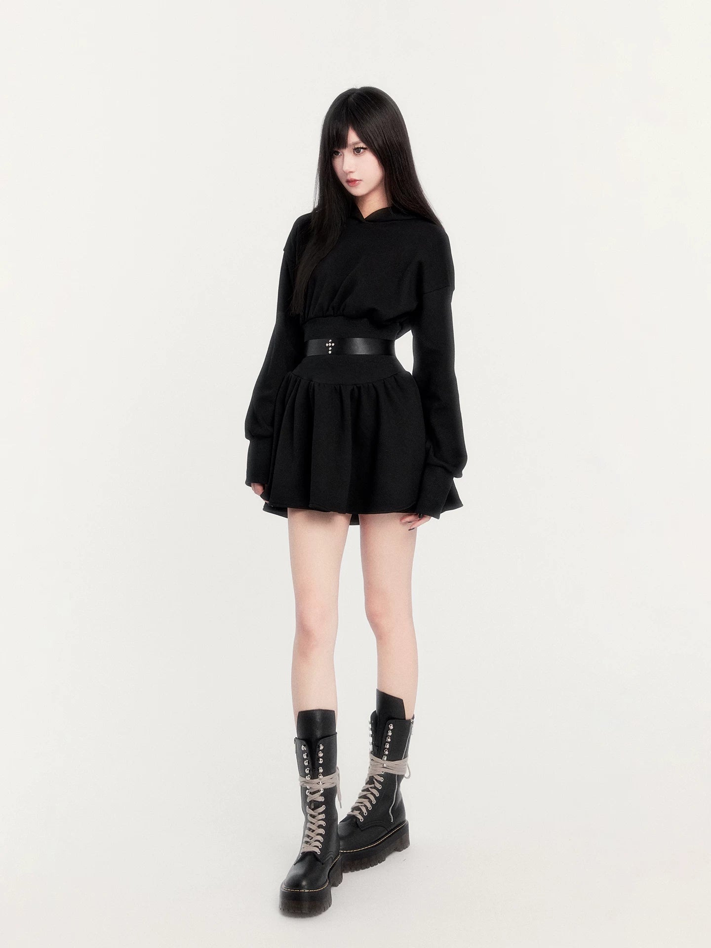 Waist-Cinching Sweatshirt Dress