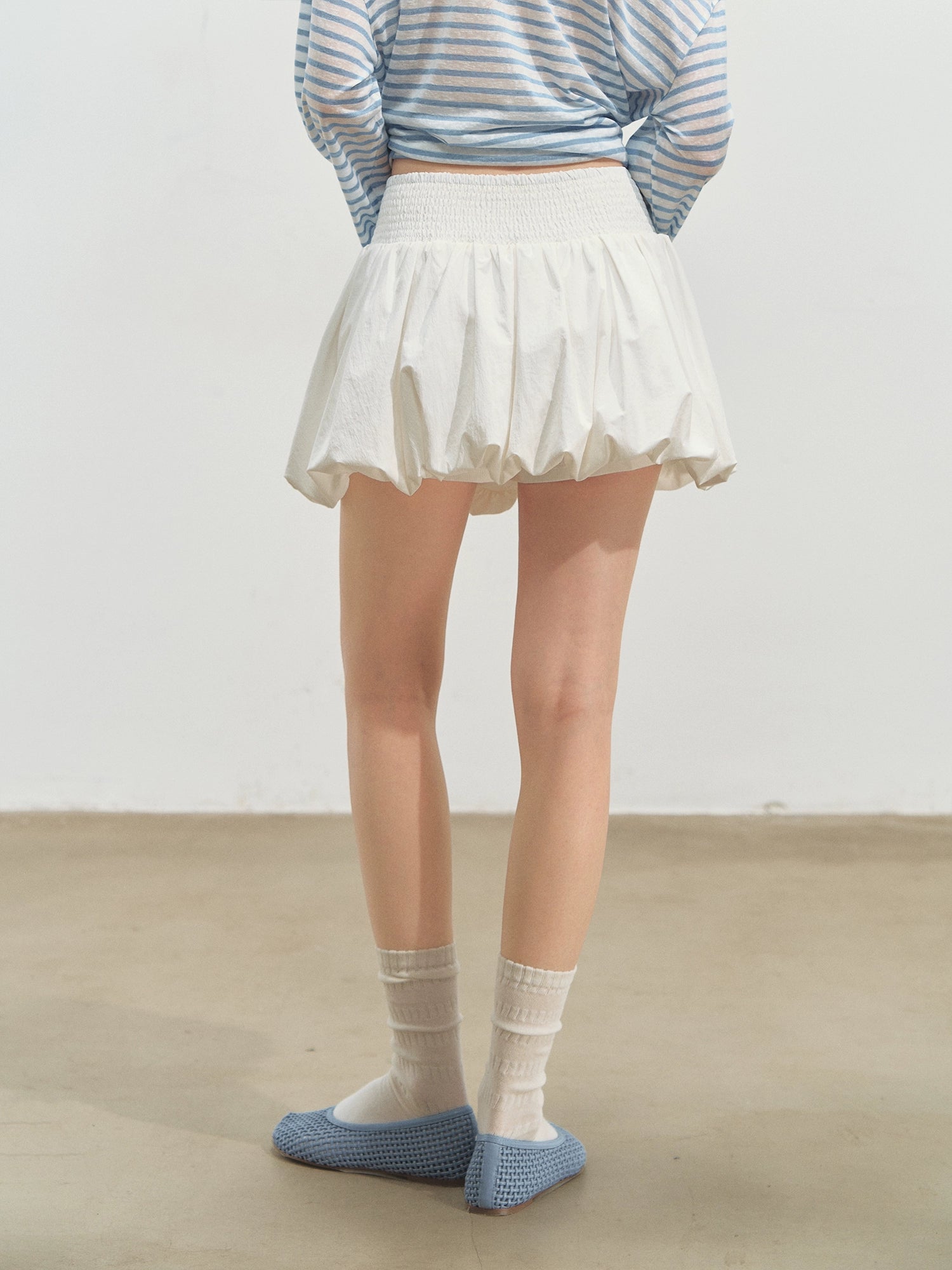 White Ballet-style Puff Midi Skirt - CHINASQUAD