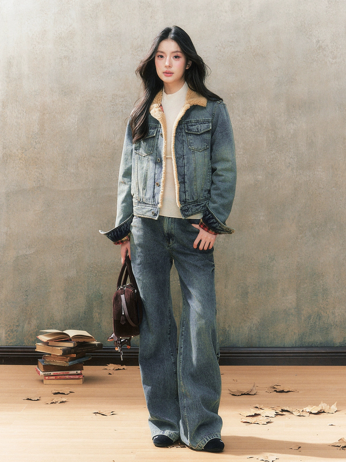 Blue Fleece-Lined Denim Jacket - CHINASQUAD