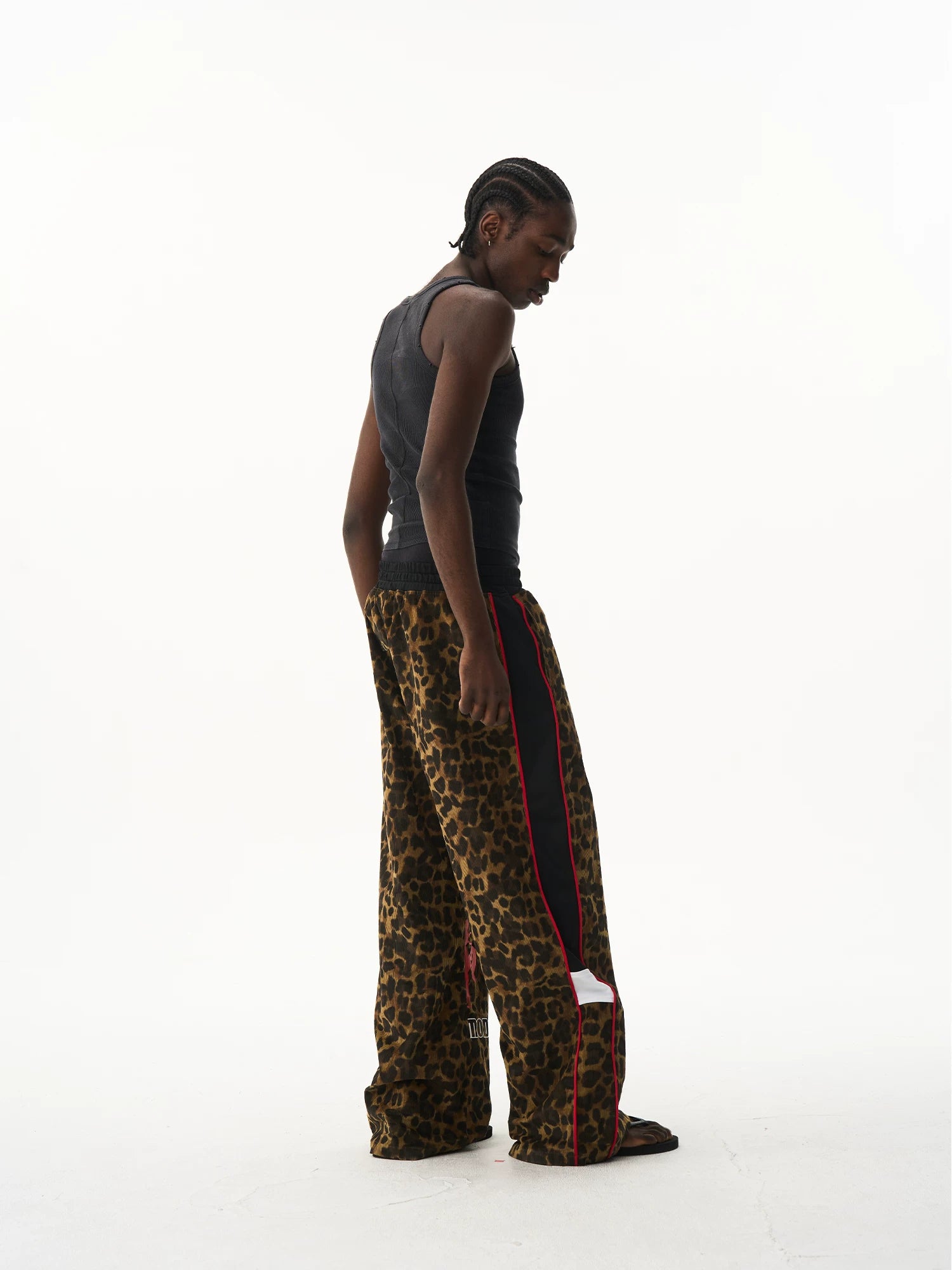 Vintage Leopard Print Relaxed Straight-Leg Track Pants