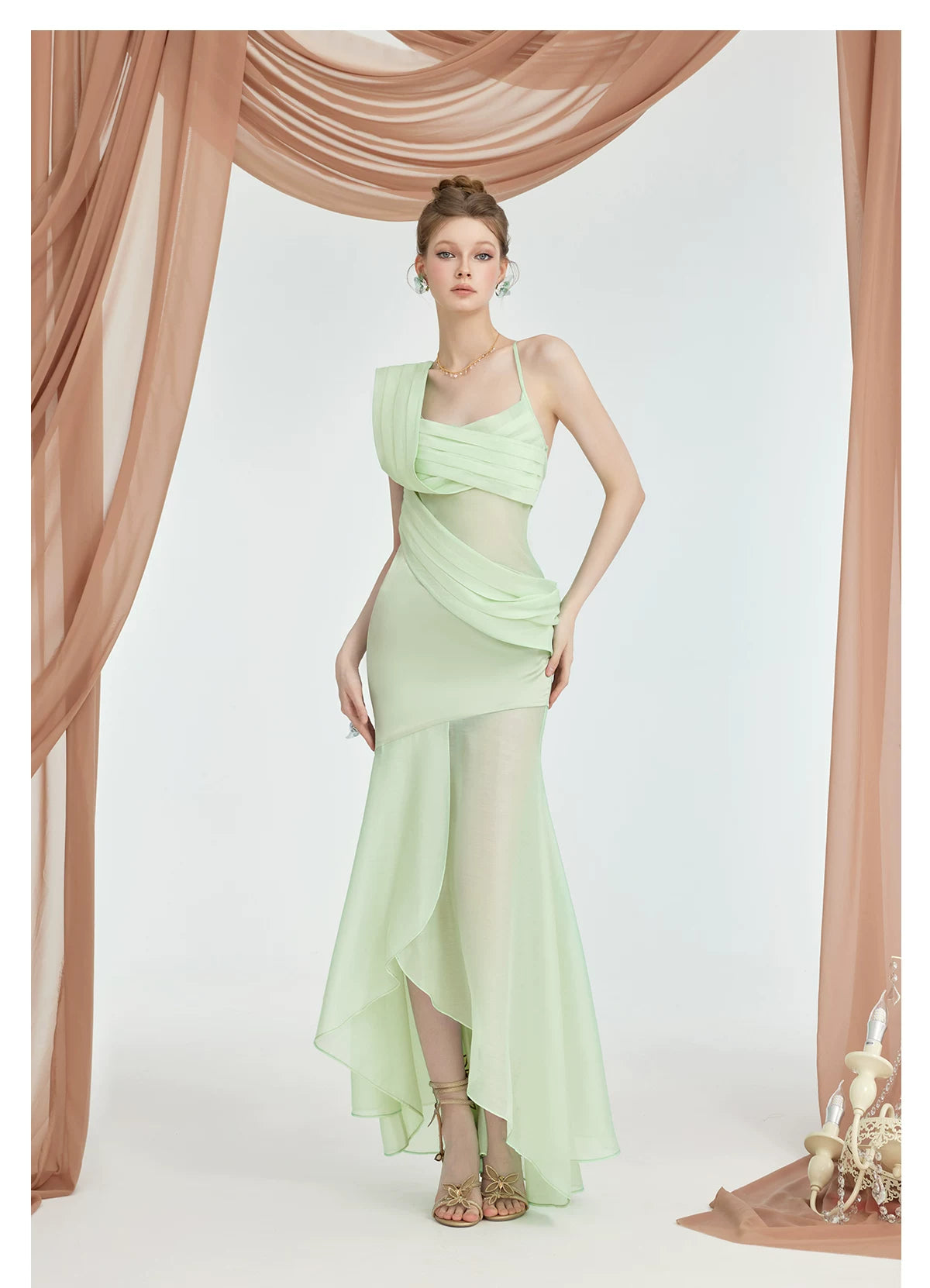 Ayla Slit Full-Skirt Dress Final Sale: Sheer Luck