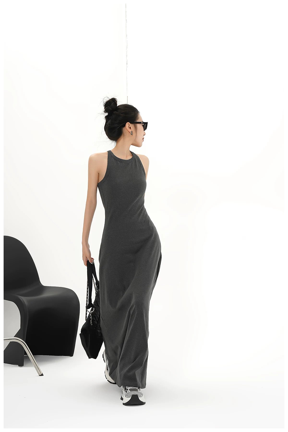 Built-In Bra Stretch Maxi Slip Dress