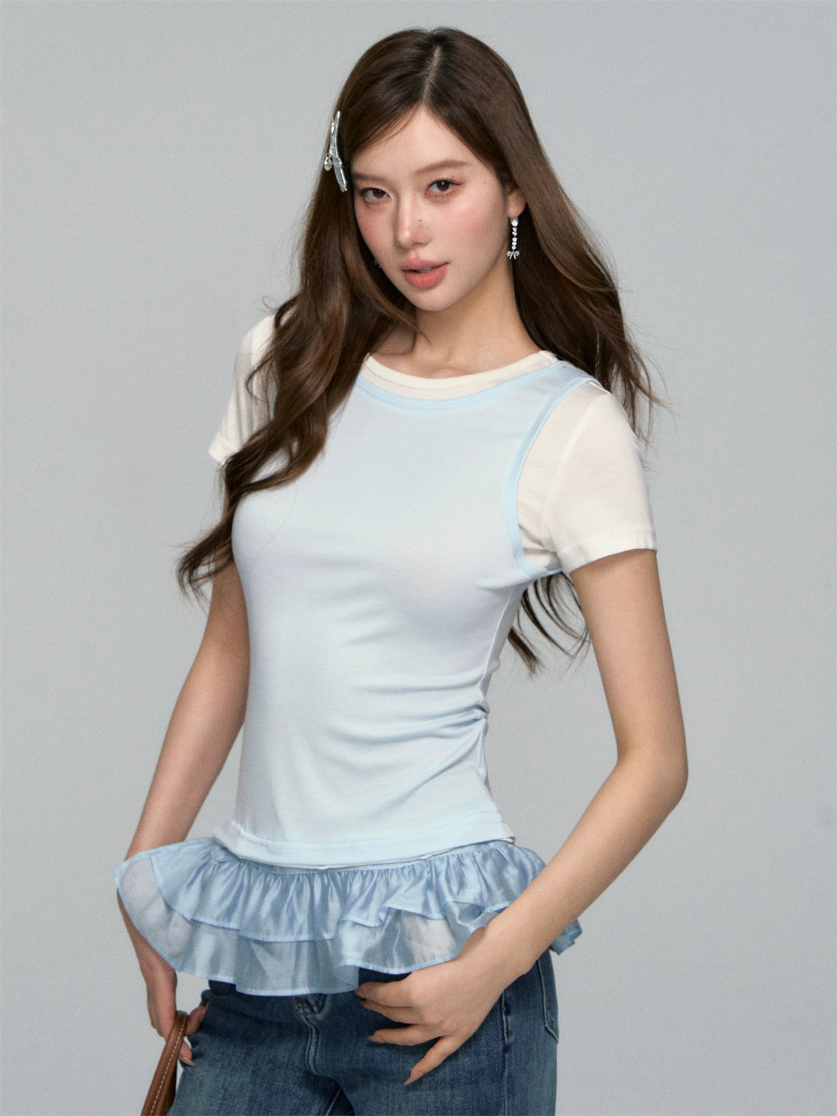 Two-piece Ruffled Bottoming Top - CHINASQUAD