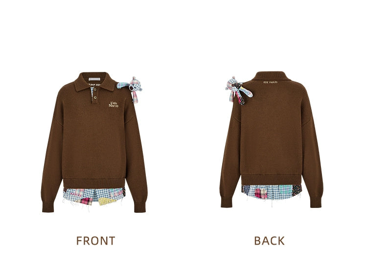 Plaid Bear Polo Sweater - CHINASQUAD