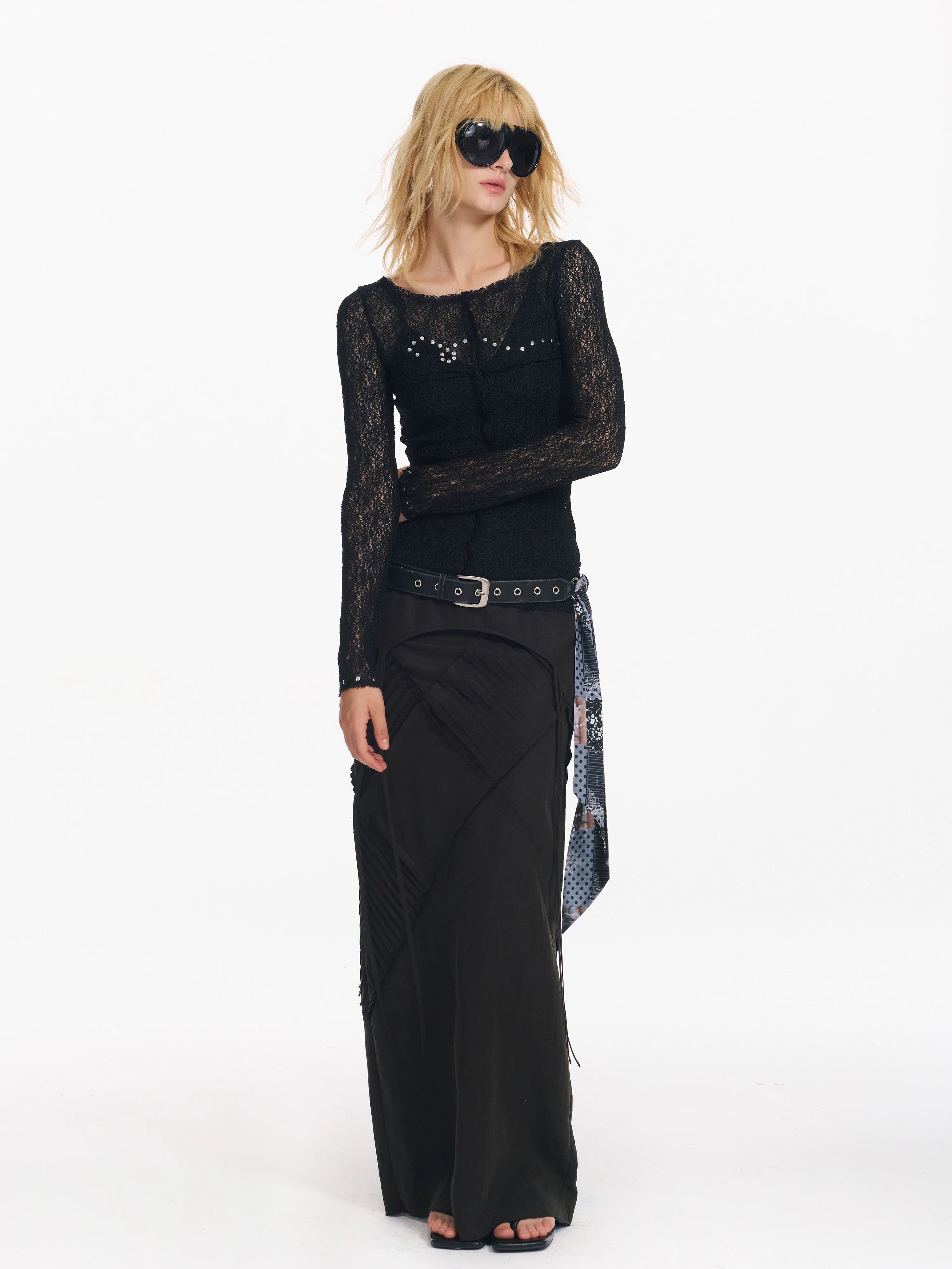 Retro Diamond Strap Low Waist Skirt