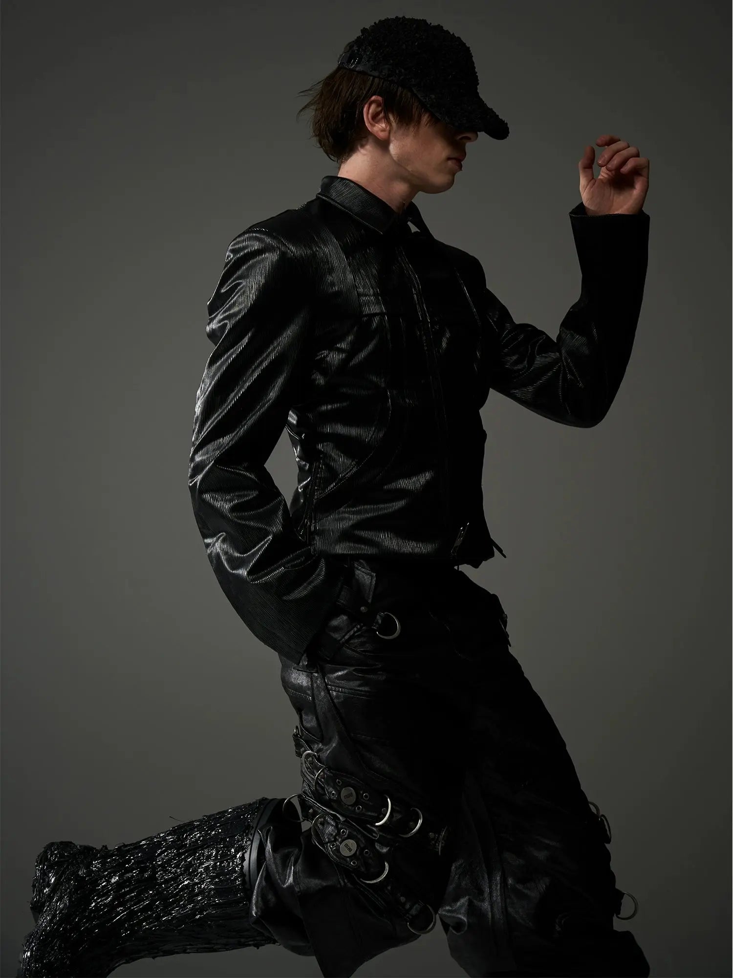 Black Slim Fit Leather Jacket - CHINASQUAD