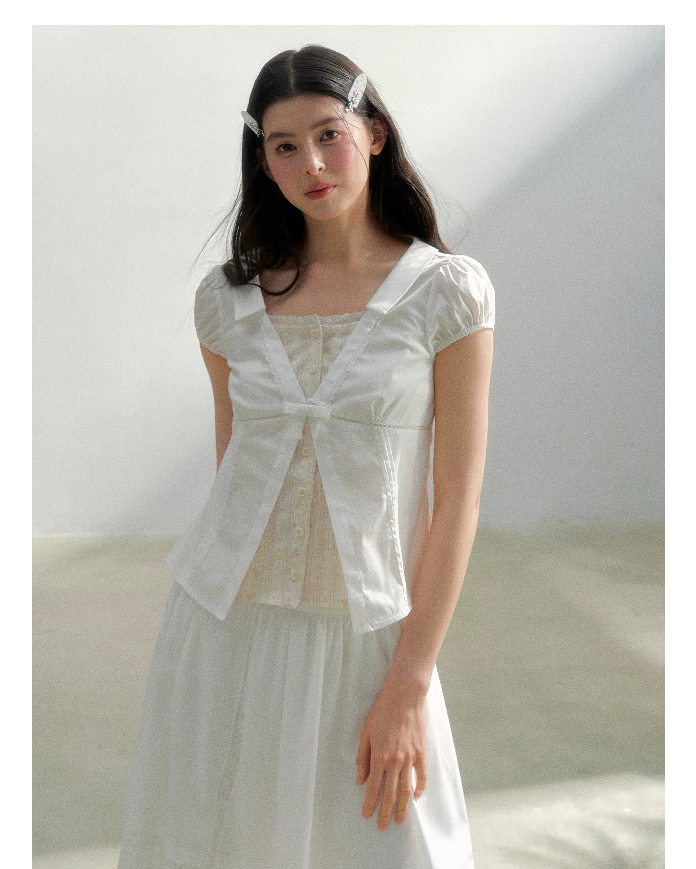 Floral Plaid Academy Layered Short Sleeve Shirt