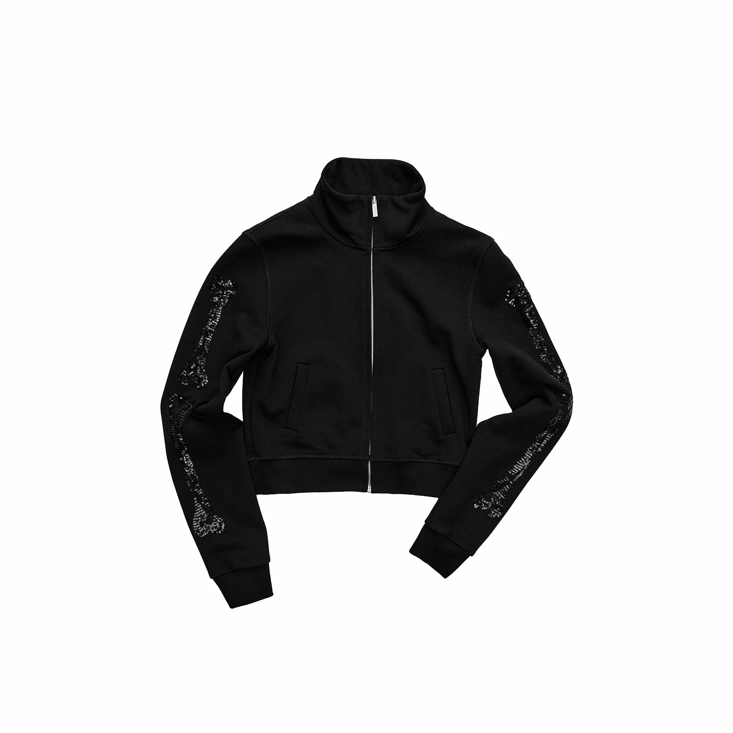 Stand-Collar Cropped Sweatshirt & Jogger Set