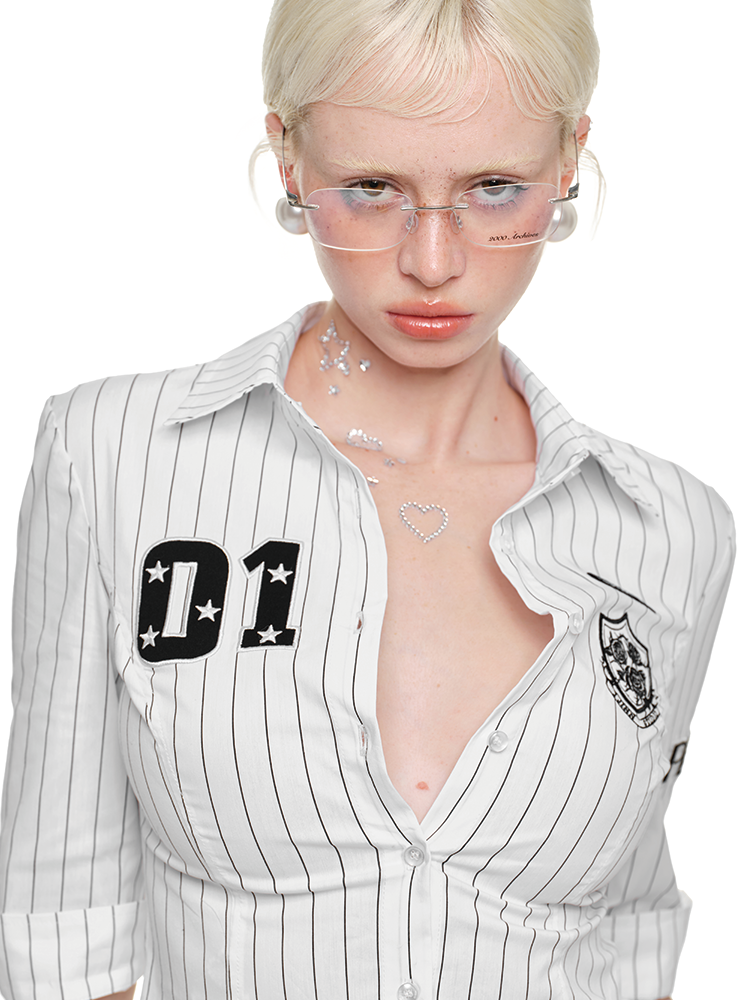 Black & White Striped Retro Shirt - CHINASQUAD