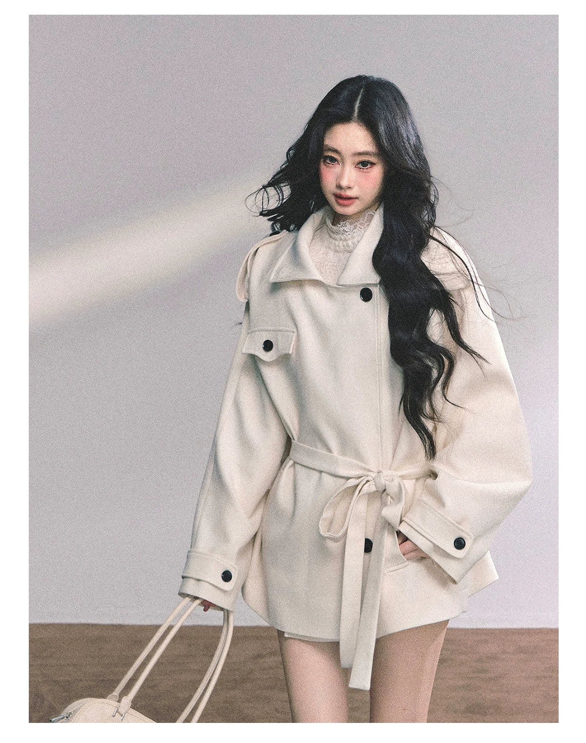 French British-Style Relaxed Wool Coat