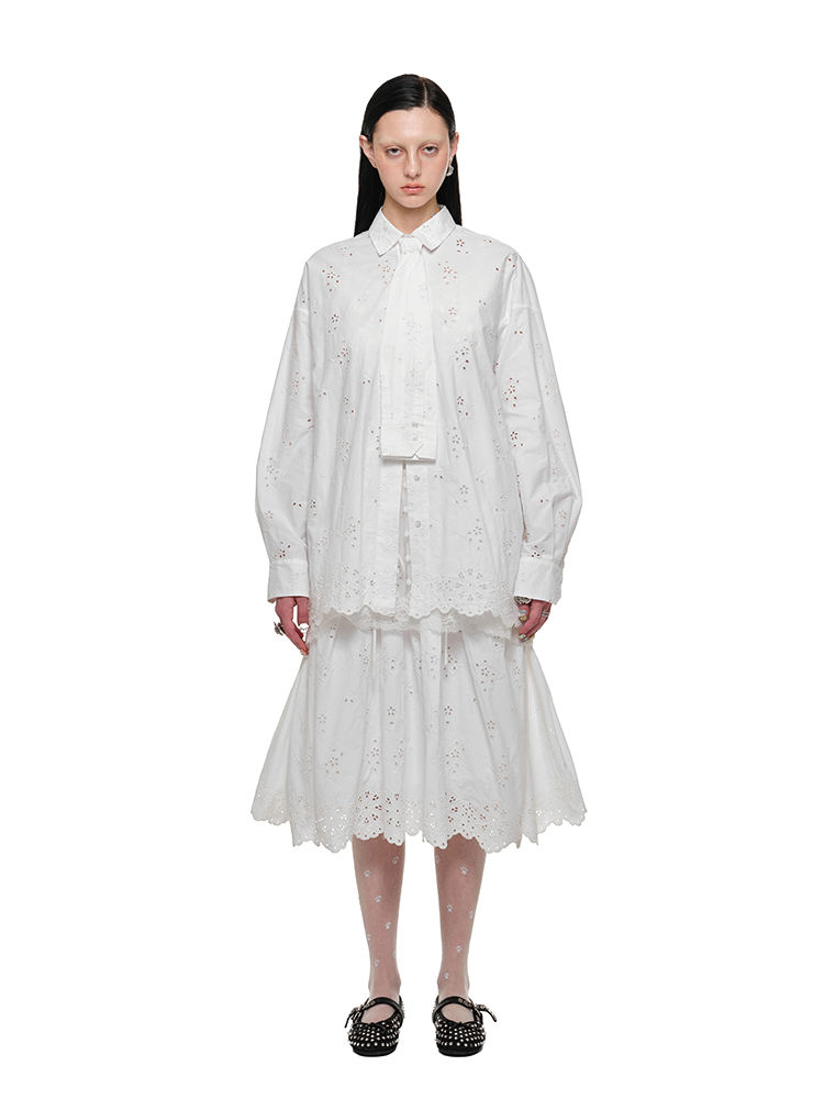 White Dual-Waist A-Line Skirt  - CHINASQUAD