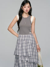 Plaid Asymmetric Sleeveless Vest Dress - CHINASQUAD